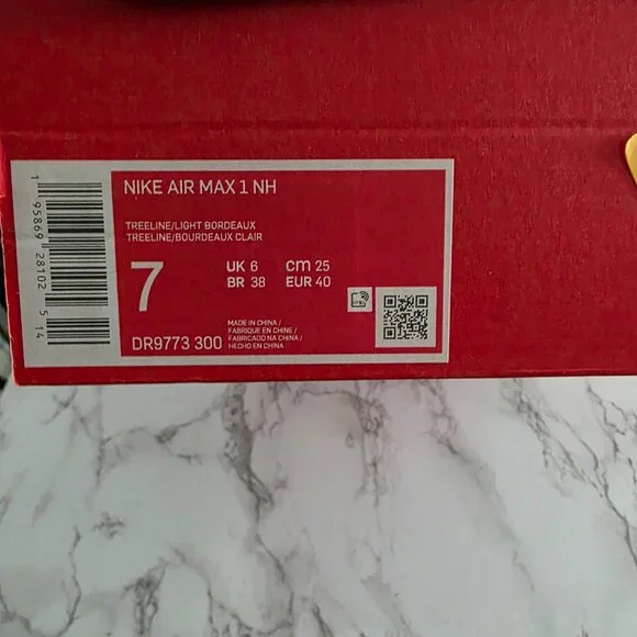 nike air max 1 nh sz 7 treeline/light bordeaux DR9773-300 - Picture 7 of 7